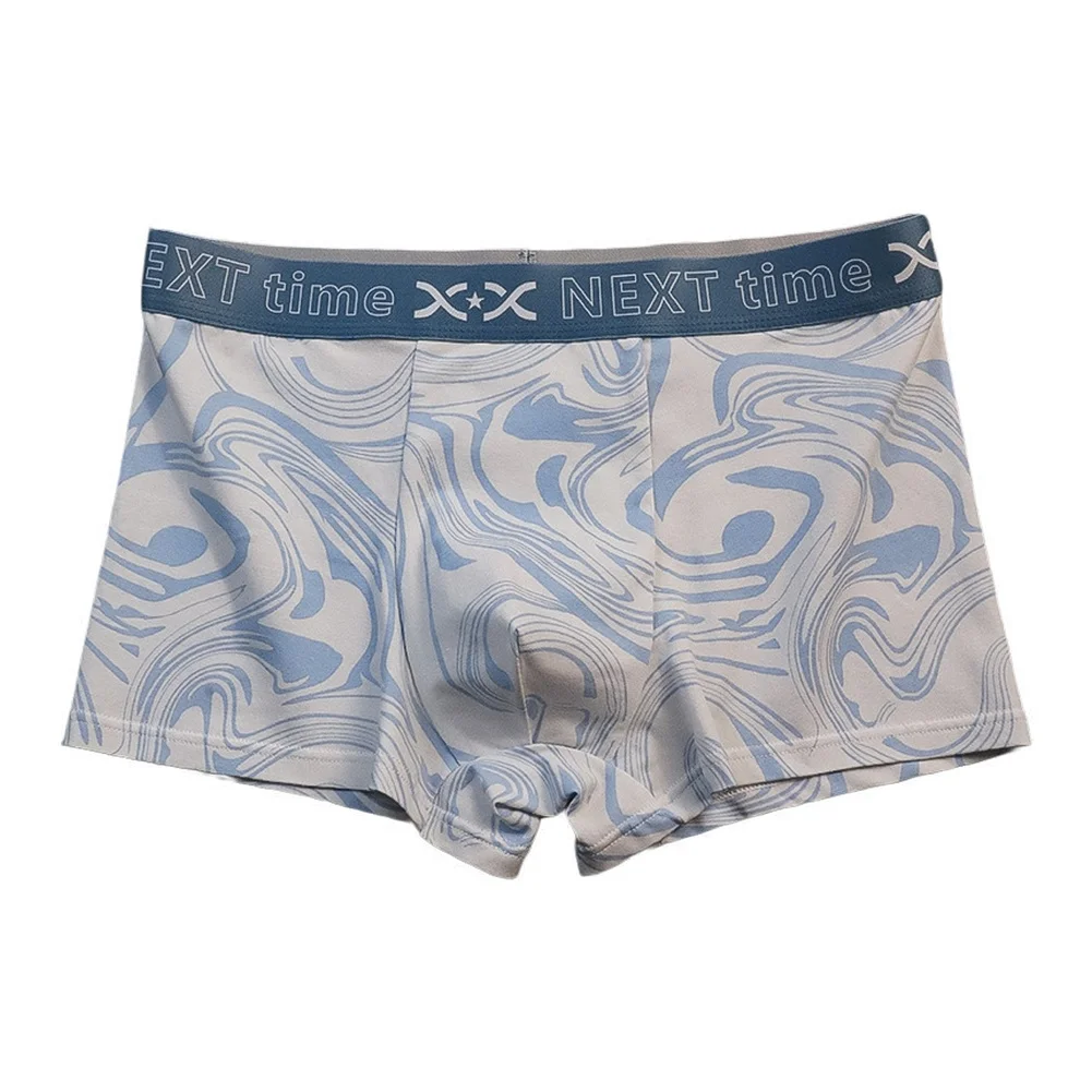 

Men's Breathable Underwear Trunks Featuring Smudge Print and Flat Corner Style Cotton Spandex Blend for Comfortable Wear