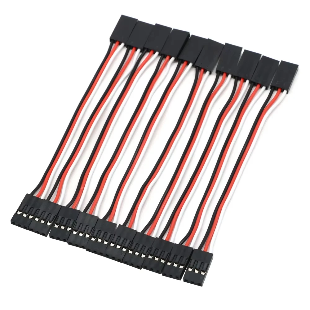 Macho para macho JR Plug Servo cabo de extensão de fio, RC Plane Quadcopter, 100mm, 150mm, 200mm, 300mm, 10 Pcs/Lot