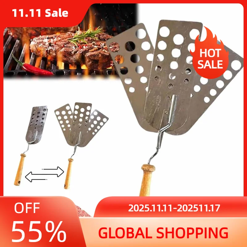 

BBQ Meat Turner Stainless Steel Fish Turner Spatula With Slots Heat Resistant Hamburger Turning Scraper Kitchen Utensil For Fish