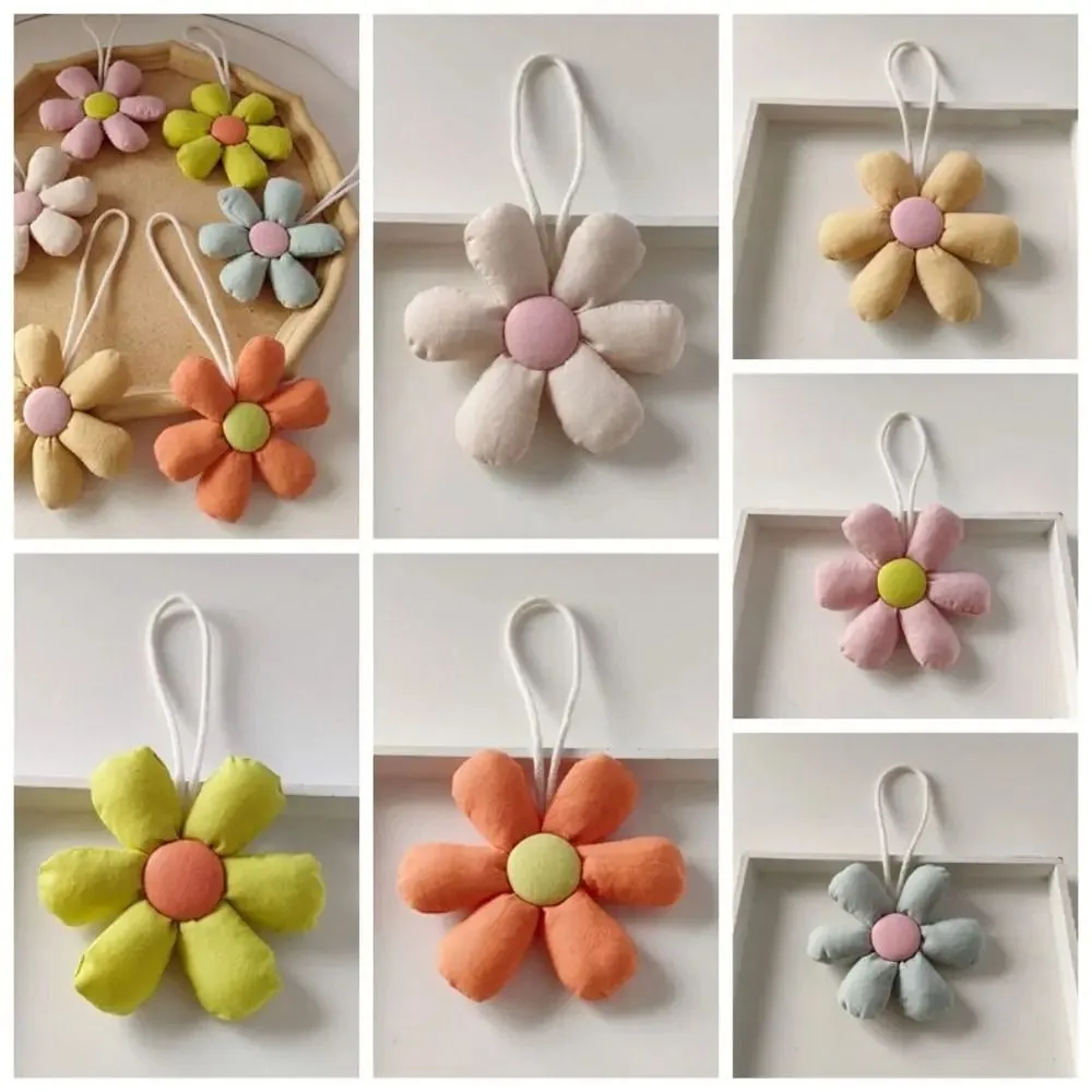 Stuffed Floral Lanyard Flower Bag Pendant Gift Cloth Floral Shape Keyrings Handbags Pendant Candy Color Bag Match Accessories