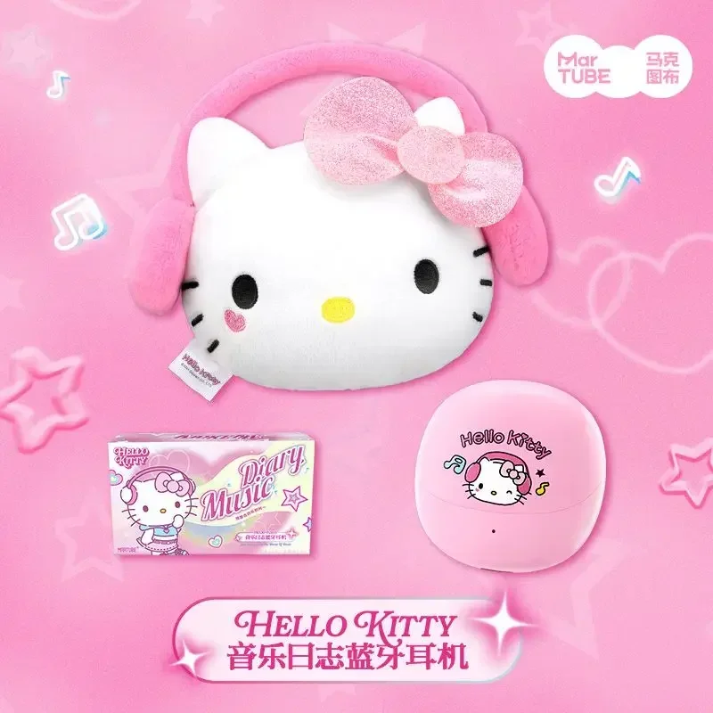 Hello Kitty Wireless Bluetooth Earphone Set Y2K Kawaii Sanrio Stereo Sound Earphones Sports Gaming Headphones Holiday Gifts