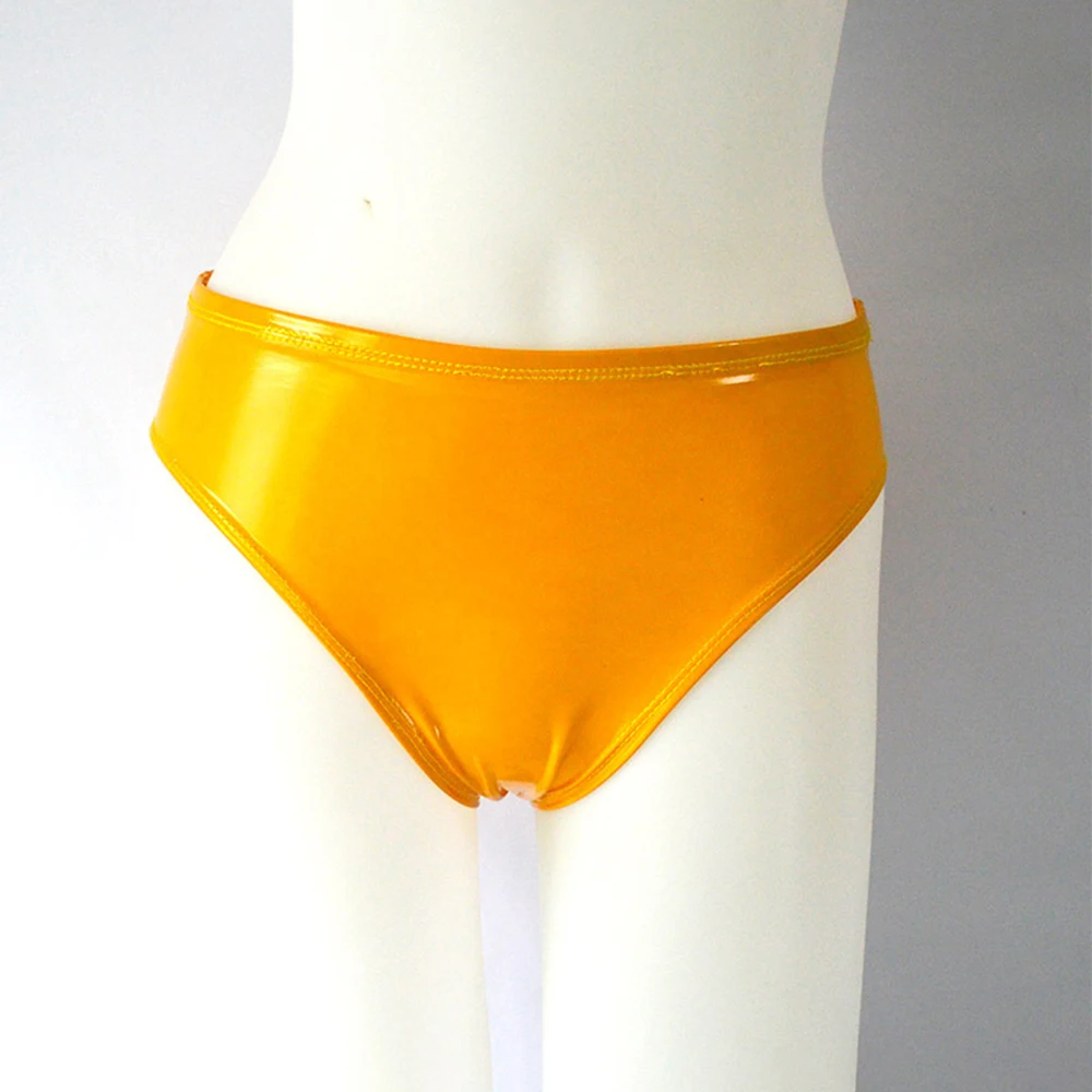 

Bikini Women Brief Comfortable Faux Leather Lingerie Low Waist Shorts Slink Underwear Soft Solid Color Underpant