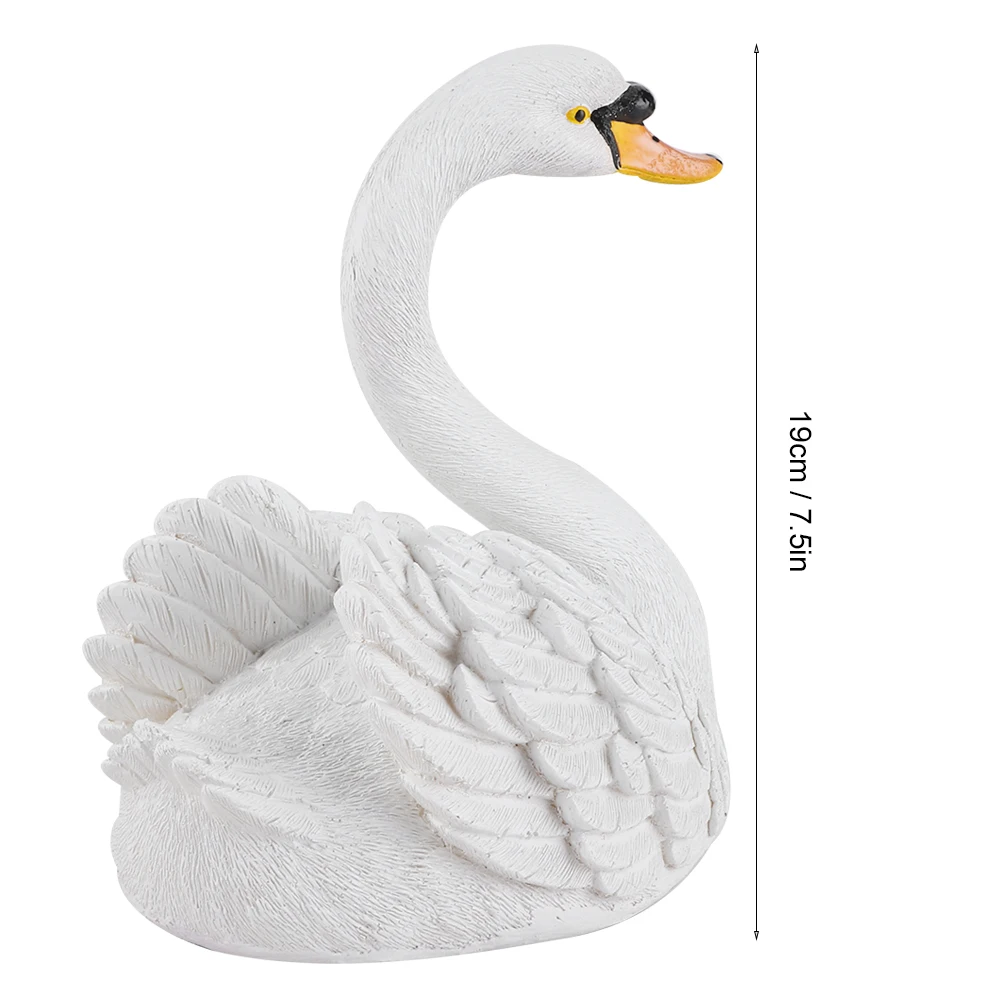 Resin Simulation Floating White Swan Figurine Ornament for Landscape Yard Gardening Decoration