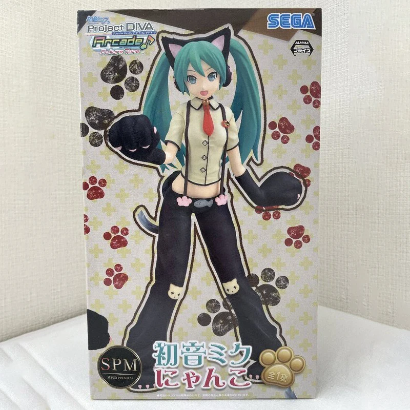 SEGA SPM Hatsune Miku Project DIVA Arcade Future Tone Hatsune Miku Cat Cat PVC 23CM Anime Action Figures Model Toy