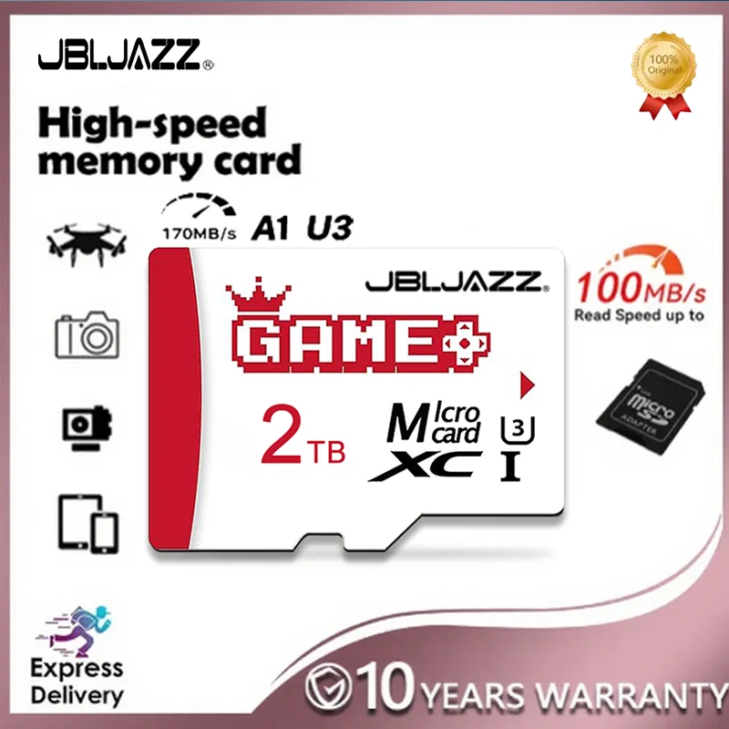 

Оригинальная высокоскоростная карта памяти Micro SD/TF 256 ГБ 512 ГБ 1 ТБ 2 ТБ V30 для телефонов, ноутбуков, настольных компьютеров, быстрая передача данных