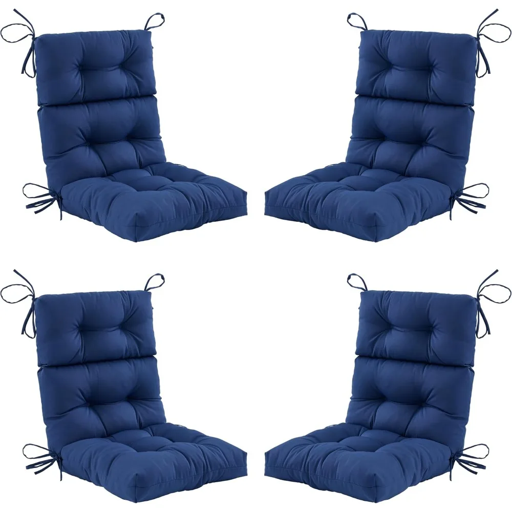 Set of 4,Waterproof All-Weather Tufted Seat Back Patio Furniture Cushions with Ties for Lawn