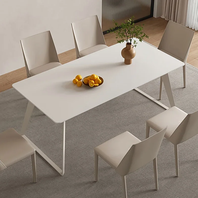 

Dining table and chair combination Modern simplicity Nordic rectangular small apartment Cream style Italian minimalism