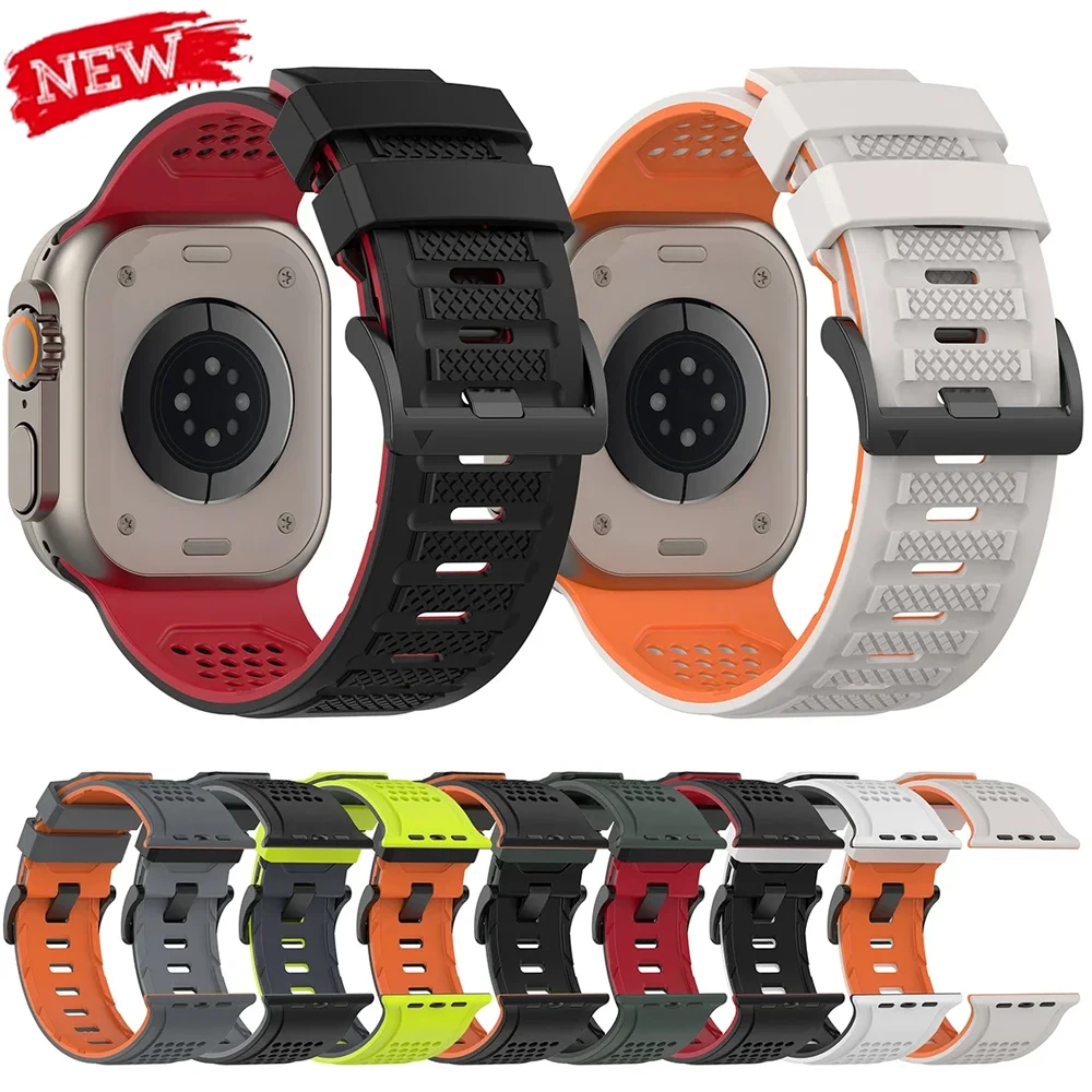 Silikonarmband für Apple Watch Band Ultra 3/2 49mm Atmungsaktives Armband für IWatch Series 11 10 Se 9 8 7 46MM 45mm 44mm Gurt Correas