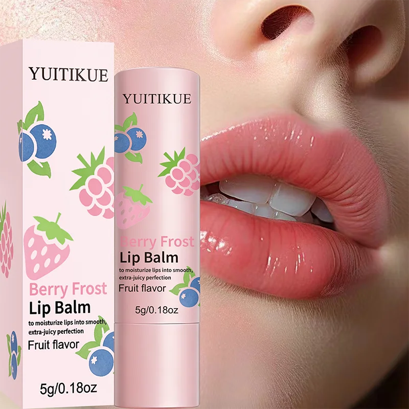 YUITIKUE Berry Frost Fruit Flavor Lip Balm 5g Natural Aloe Coconut Oil Deep Moisturizing Smooth Glossy Lip Care Stick