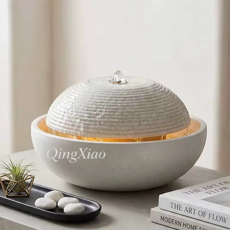 Round Sphere Tabletop Water Feature Decorative Water‑flow Ornament for Living Room Entryway Office Indoor Home Accent