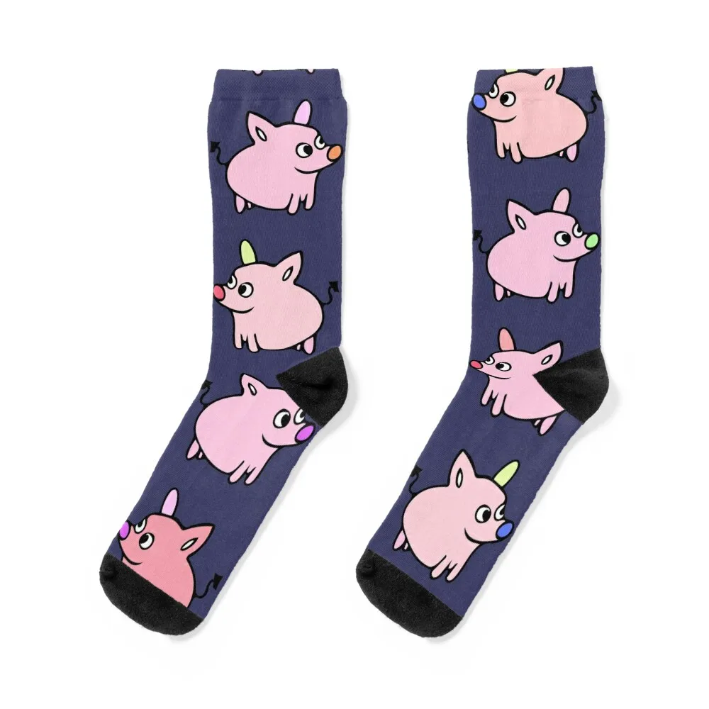 Cute and Colorful Pig Pattern (navy blue) Socks set Run tennis sports stockings Girl'S Socks Men's