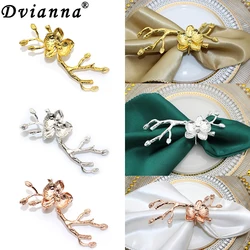 12Pcs Plum Flower Napkin Rings Gold Metal Napkin Holder Wedding Home Kitchen Table Decoration Accessories HWM84