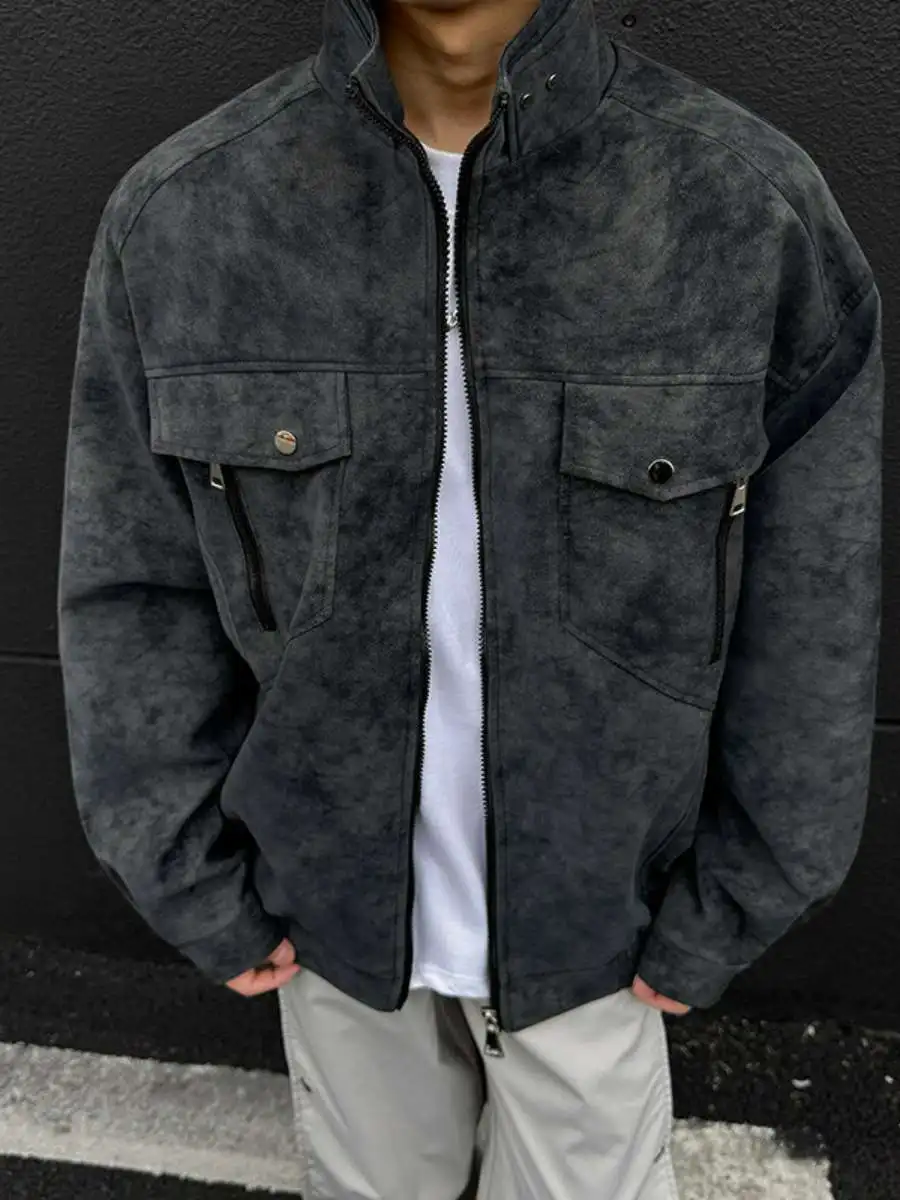 

Мужской топ из искусственной кожи в стиле ретро Bla, модный мотоциклетный топ, повседневный свободный крой из душной кожи, весенний сезон