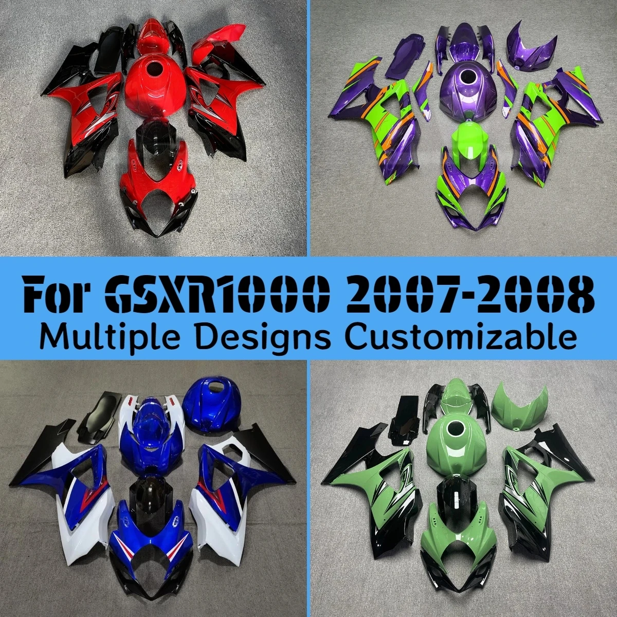 

ABS Plastic Fairings GSXR1000 2007 2008 Injection Complete Fairing Set Bodywork Kit for GSXR 1000 07 08