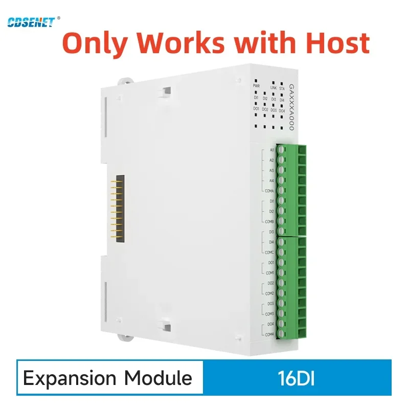 RS485 Ethernet 16DI Rozszerzenie Zdalny moduł IO CDSENET GAXXXA000 Przełącznik analogowy Akwizycja Modbus TCP RTU Współpracuje z hostem