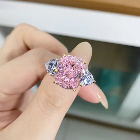 Luxury Solid Platinum PT950 Women's Diamond Ring Ice Flower Che Reddish Che Moissanite Diamond Ring