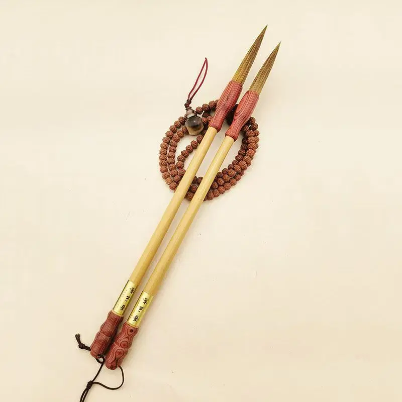 2pcs Long Hair Calligraphic Brush Set Weasel Hair Chinese Writing Brush for Cursive Script Caoshu Chinese Traditional Paintbrush