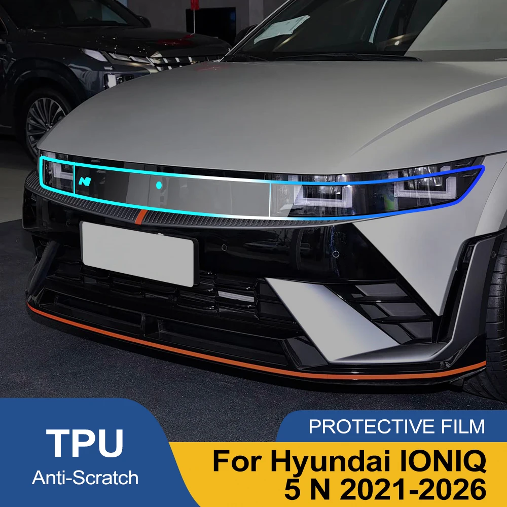 Anti-Scratch TPU PPF Headlight Cover for Hyundai IONIQ 5/5N 2021-2026 High Gloss Smoke Black Pre-Cut Vinyl Wrap Protection Film