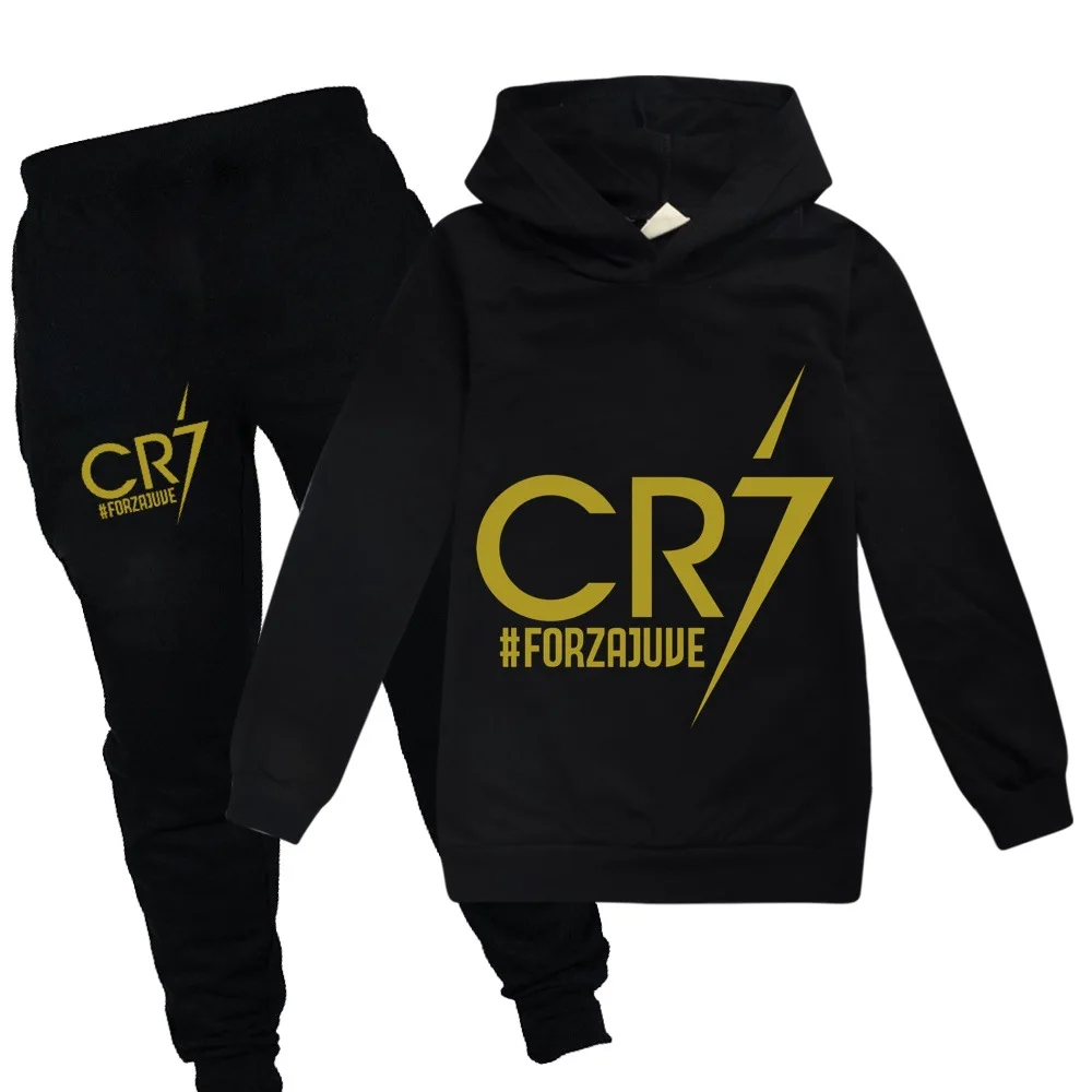 Kid's Spring Autumn Football Idol CR7 Clothes Hoodie+Pants Suit Suitable For Sports And Leisure Xmas Birthday Gift Children