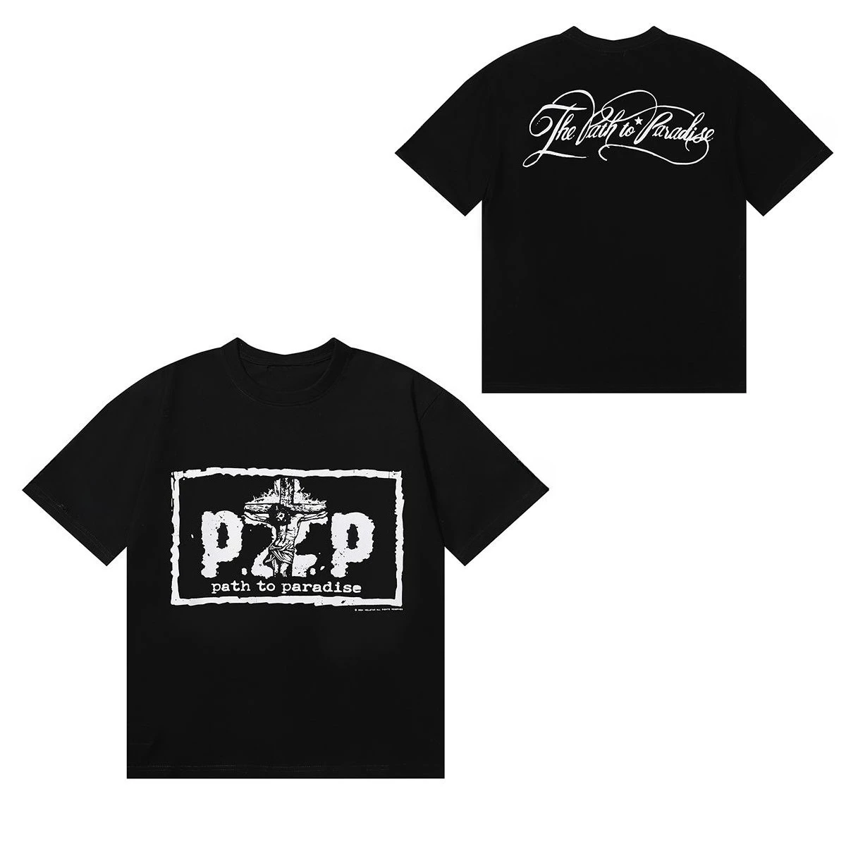 

European and American Classic PZP English Letter Printed Pure Cotton Casual Loose Short-sleeved T-shirts for Men and Women