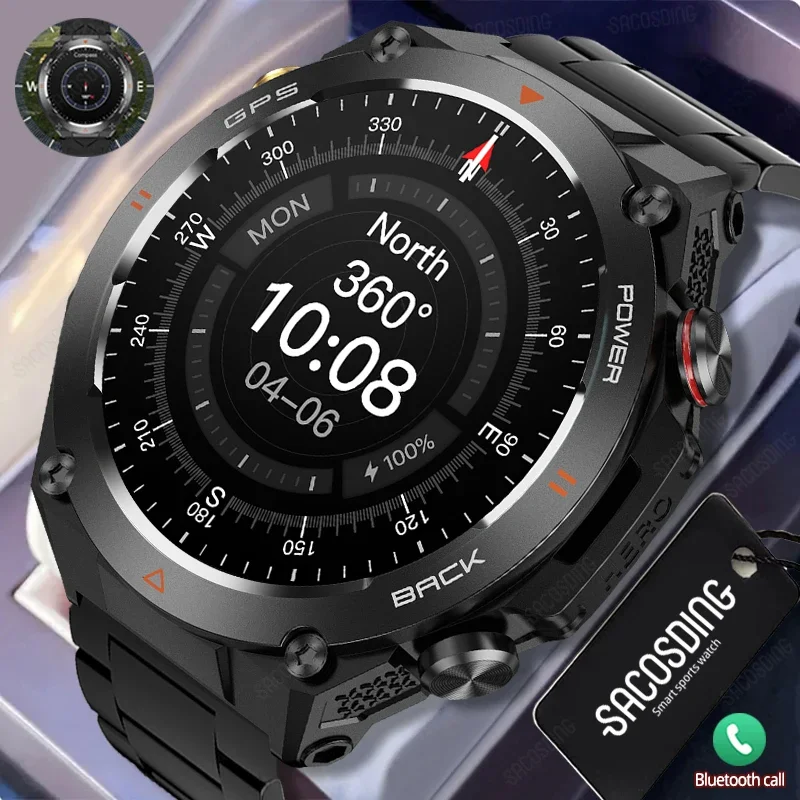 

GPS Sports Smart Watch Compass Outdoors 1ATM Waterproof Clock 412*412 AMOLED Bluetooth Call Voice Assistant Smartwatch Timepiece