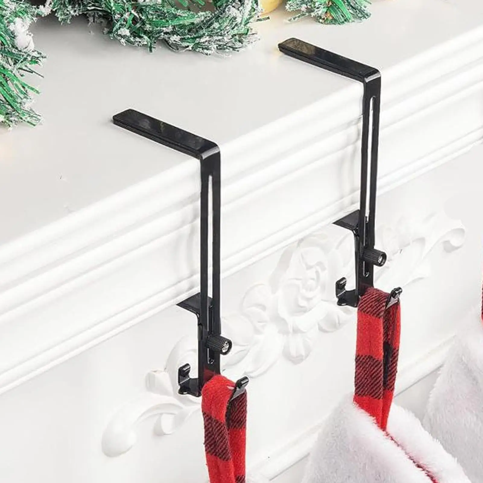 

Wreath Hanger No Drill Adjustable Fireplace Stocking Holder Christmas Decoration Metal Garland Hook For Dining Table Windowsill