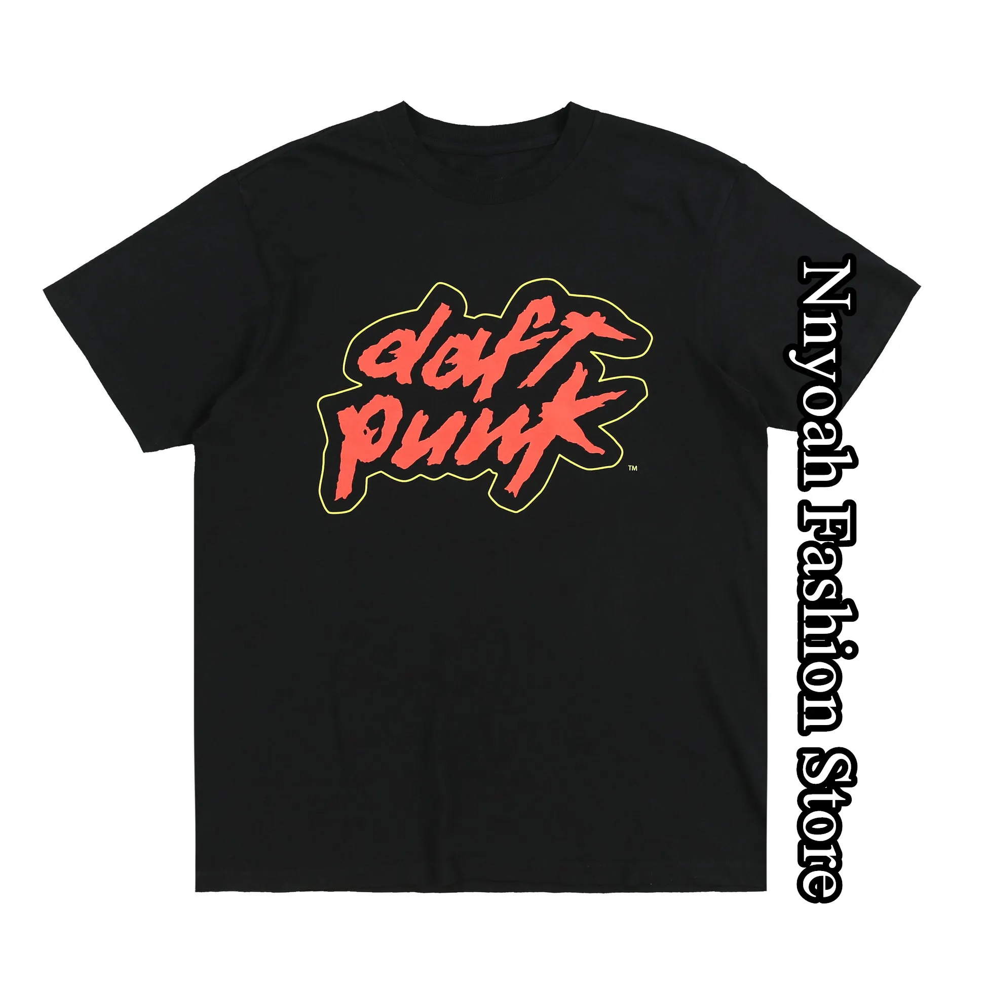 Classic Daft Punk Logo Cotton T-Shirt Men Summer Fashion Black Tops Tees Kids Electric Music Clothing Vintage Daily Streetwear