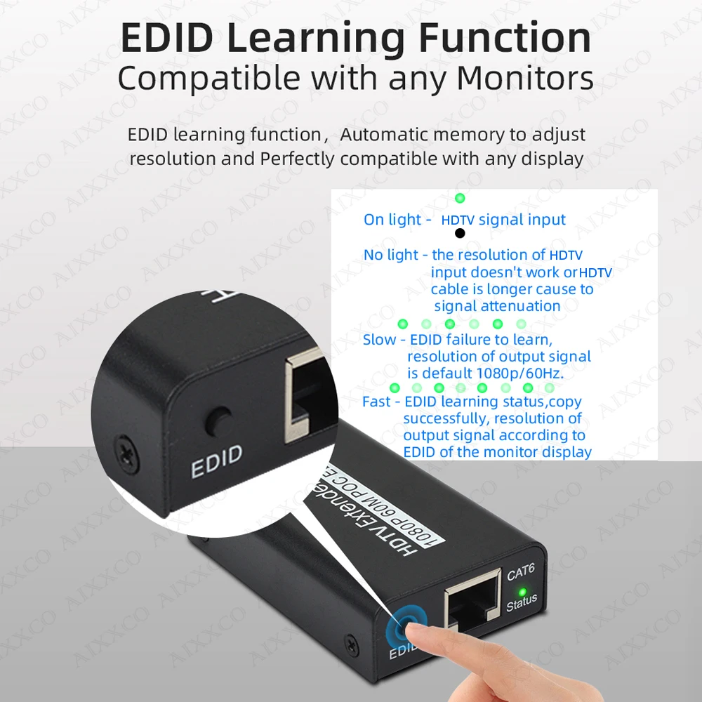 موسع 60 متر 1080P @ 60 هرتز موسع بواسطة RJ45 Cat5e Cat6 كابل الارسال والاستقبال لموسع HDMI المتوافق يدعم POC EDID #3