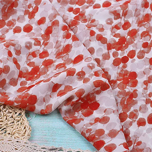 

Red round Dot Yangtze Yarn Impermeable Anti-Wrinkle Chiffon Dress Shirt Imitated Scarves Fabric