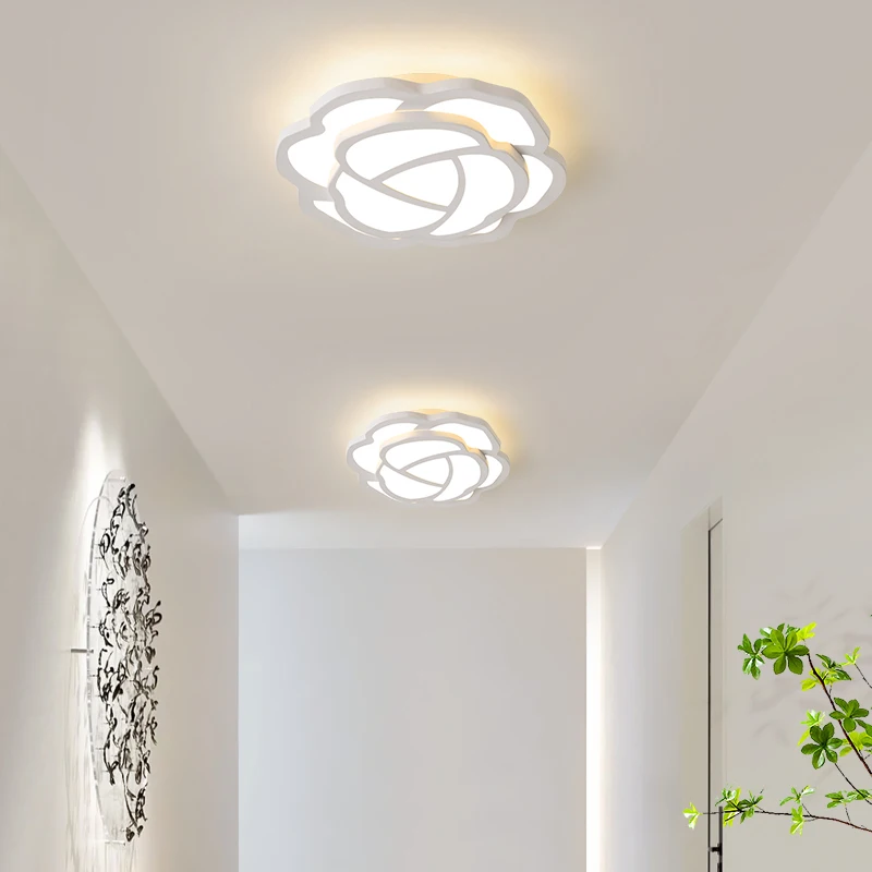 Imagem -02 - Ultra-fino Branco Forma Flor Levou Luz de Teto Pendurado Lâmpada para Estar Sala de Estudo Varanda Fundo Casa Cristal Decoração