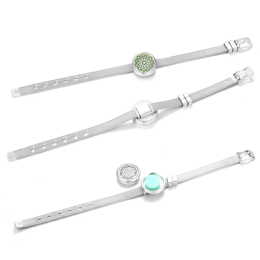 Women Aromatherapy Diffuser Flowers Bracelet Stainless Steel Strap Wristband Perfume Essential Oils Locket Bracelet Jewelry Gift