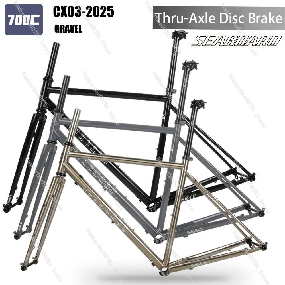 CX03 Gravel Off-road Bike Frame Gravel Steel Frames Disc Brake Thru-Axle Bicycle Frame With Front Fork