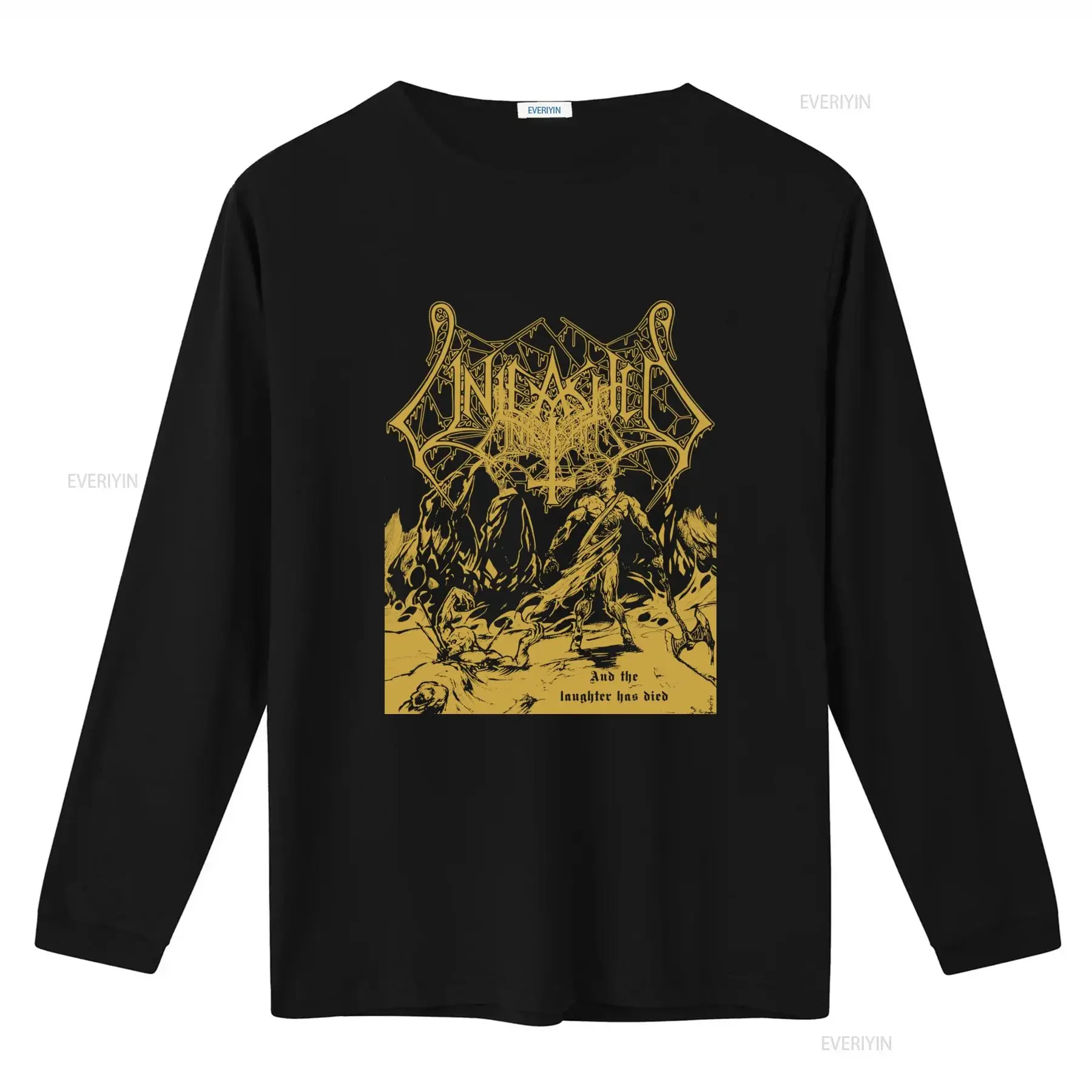 Unleashed And The Laughter Has Died Official Swedish Death Metal T Shirt 2016 Print vintage Washed Breathable Comfortable