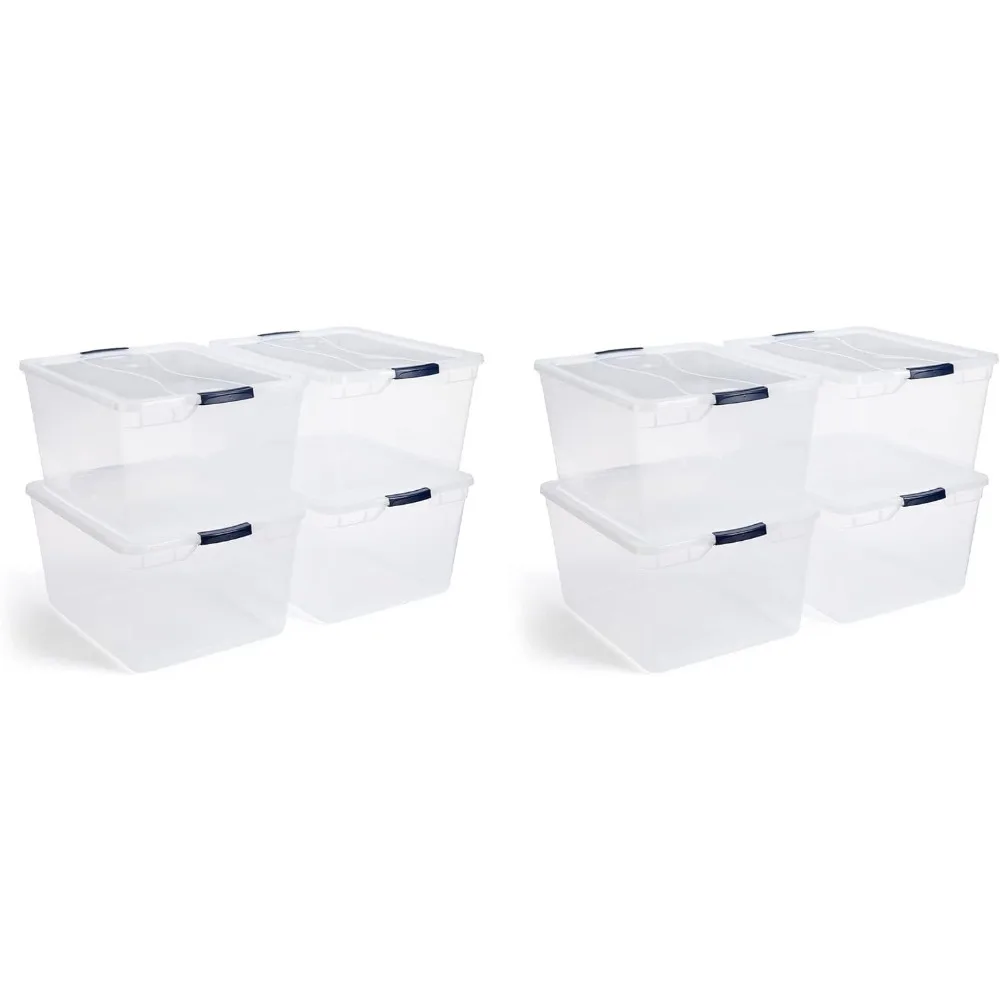 

71 Qt Clear Storage Bins with Latching Lids, 4-Pack, Stackable, BPA-Free, Made in USA