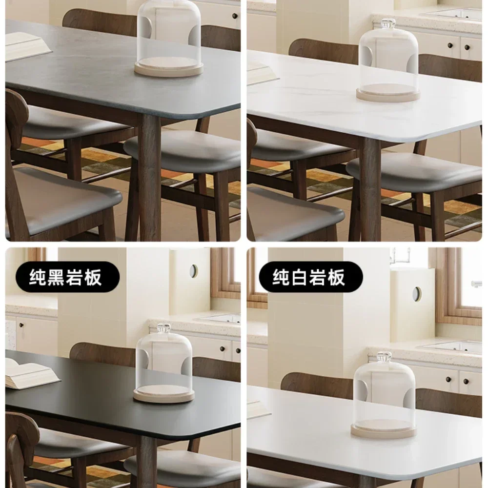 

Modern Minimalist Stone Plate Dining Table Ash Wood Household Rectangular Dining Table