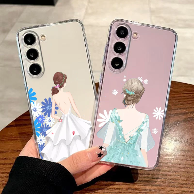 Fashion Pretty Girl Evening Dress Case For Samsung A16 A56 A36 A26 A54 A52 A24 A14 A50 A70 A06 A12 A22 A34 A42 A32 A04s 5G Cover