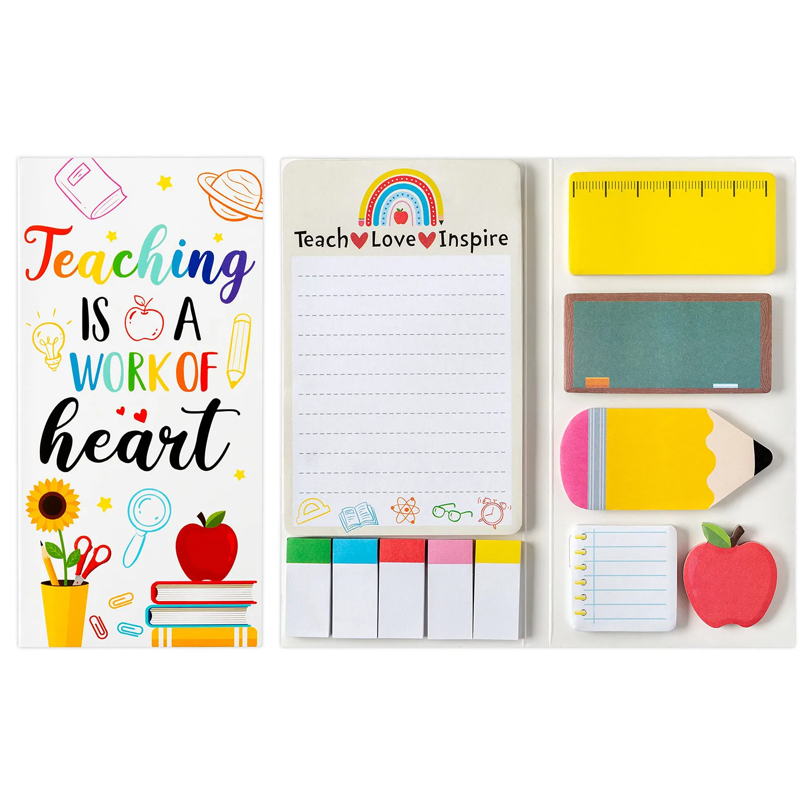 Teaching is A Work of Heart Sticky Notes Set Blackboard Self-Stick Note Pads Teacher Appreciation Gift Writing Memo Pads School