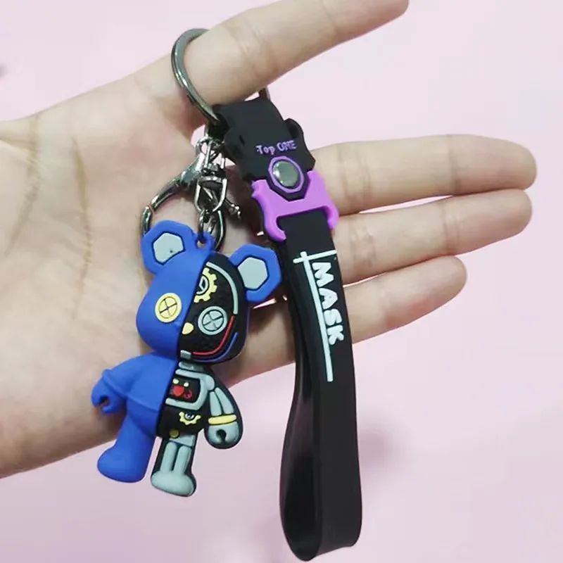 A Unique Keychain: Creative Punk Mechanical Violent Bear Doll Keychain Bag Charm Pendant Couple Gift