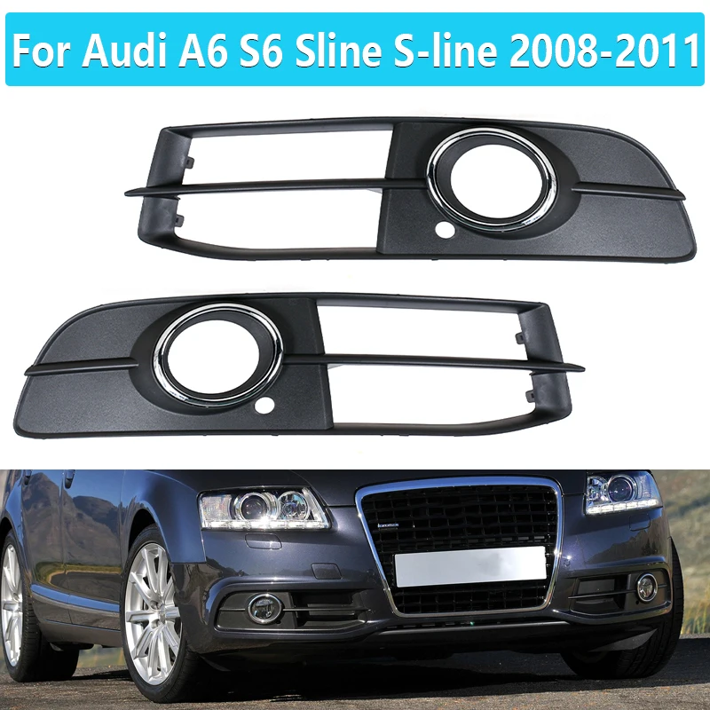 Für Audi A6 S6 Sline S-line 2008-2011 Auto Nebelscheinwerfer Kappe Haube Deckel Lünette Lampe Rahmen Abdeckung nebelscheinwerfer Nebelscheinwerfer Chrome Trim