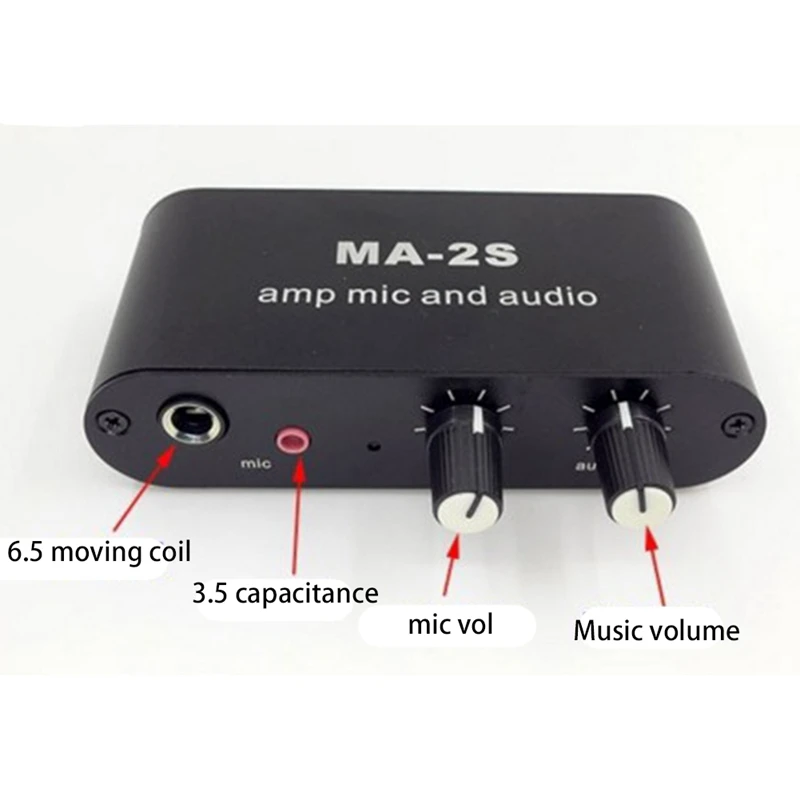 AMPLIFICADOR DE micrófono condensador de 3,5 Mm, placa mezcladora de Audio y música, preamplificador de auriculares, MA-2S