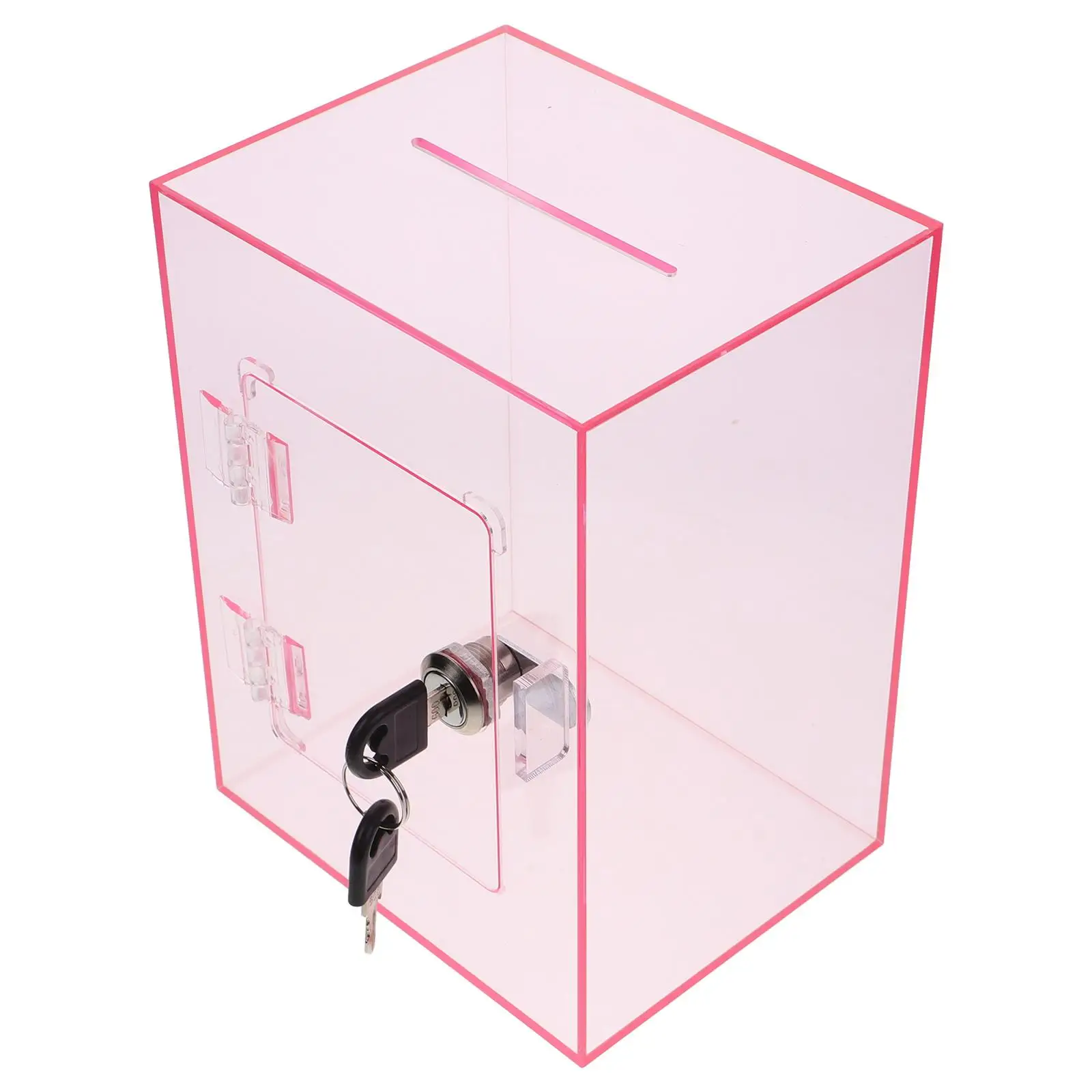 Boîte à billets en acrylique, boîte à pointe transparente, serrure pour la collecte des fonds, le don des suggestions, conteneur de stockage des lettres, Portable