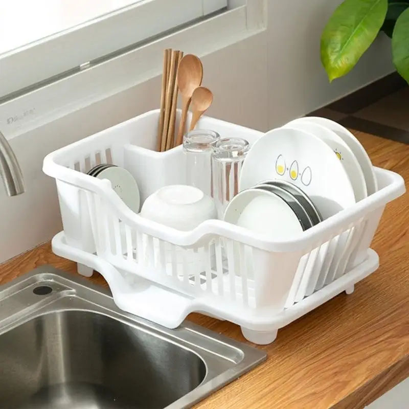 M76E Large & Heavy Duty Bowls Drainer Rack with Drip Tray & Utensil Holder Oversized Car Bowls Drainer for Car Kitchen