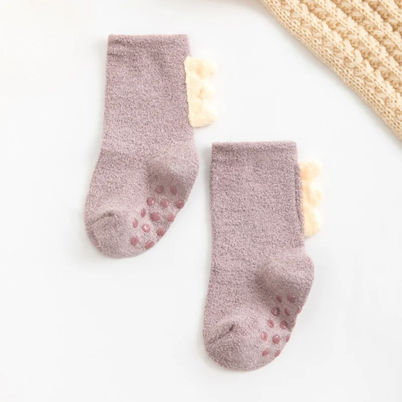 New thick baby socks cartoon coral velvet autumn and winter kids baby foot socks