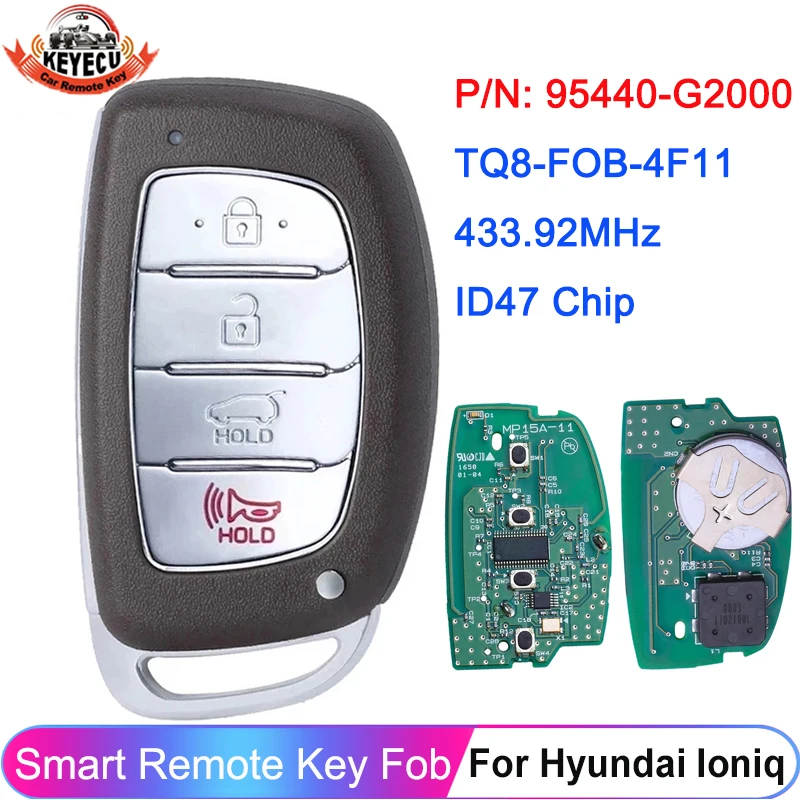 KEYECU 4 Buttons 95440-G2000 FCC ID: TQ8-FOB-4F11 For Hyundai Ioniq 2017 2018 2019 Smart Car Key 433MHz ID47 Chip Remote Fob