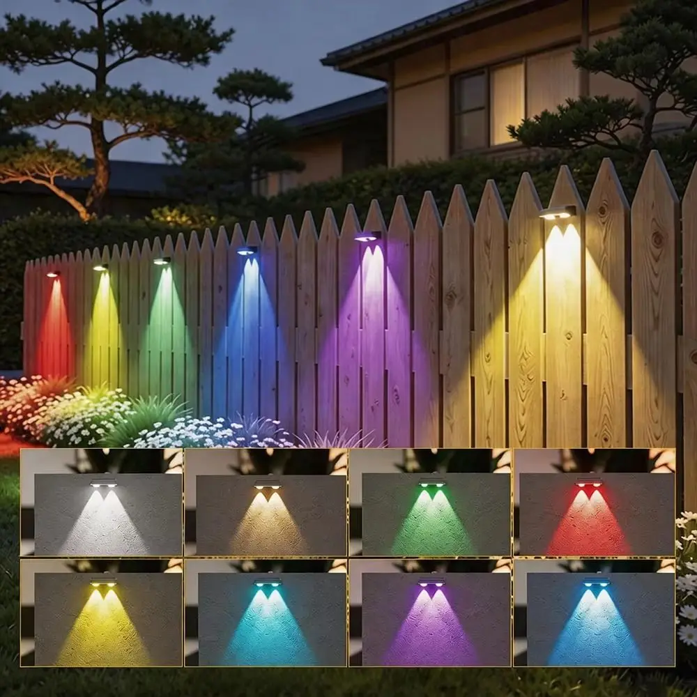 Waterproof Solar Wall Light Energy-Saving Gradient Glow RGB Wall Light Wall-Mounted High-Efficiency Solar Panel Wall Lamp