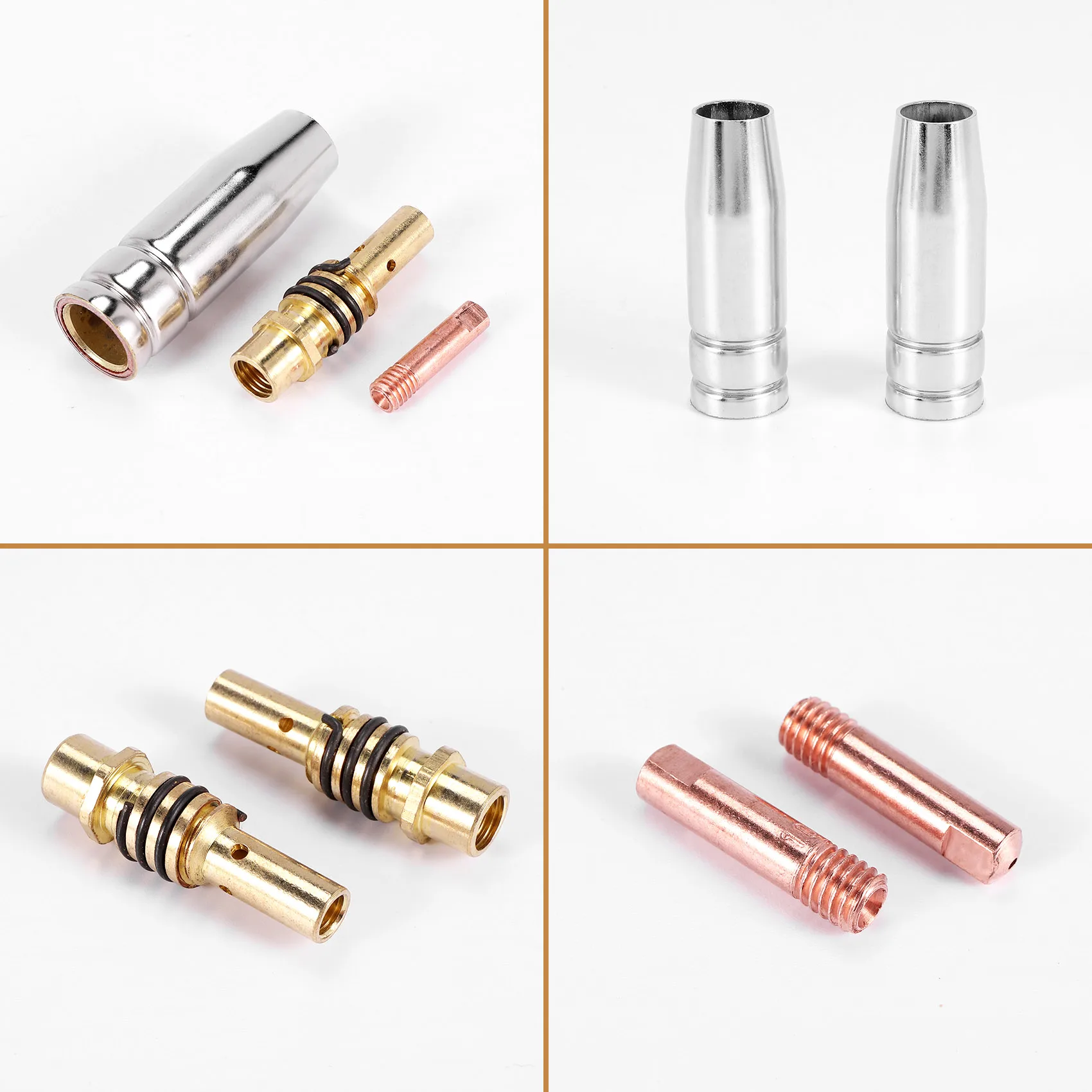 BAAJ-11Pcs/Set Mig Welding Nozzle Welder Torch Nozzles Gold Tip Holder Contact Tips 0.040 Inch Gas Diffuser Set For Torches