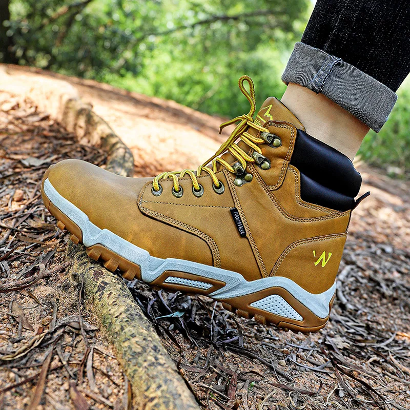 Zapatos de senderismo de viaje para hombre, zapatillas impermeables de cuero para exteriores, botas de Trekking para Sendero, Camping, escalada, caza