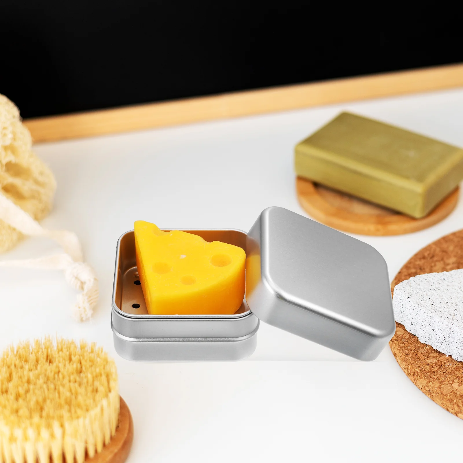 

2 Pcs with Cover Drain Aluminum Box Soap Travel Container Aluminium Case