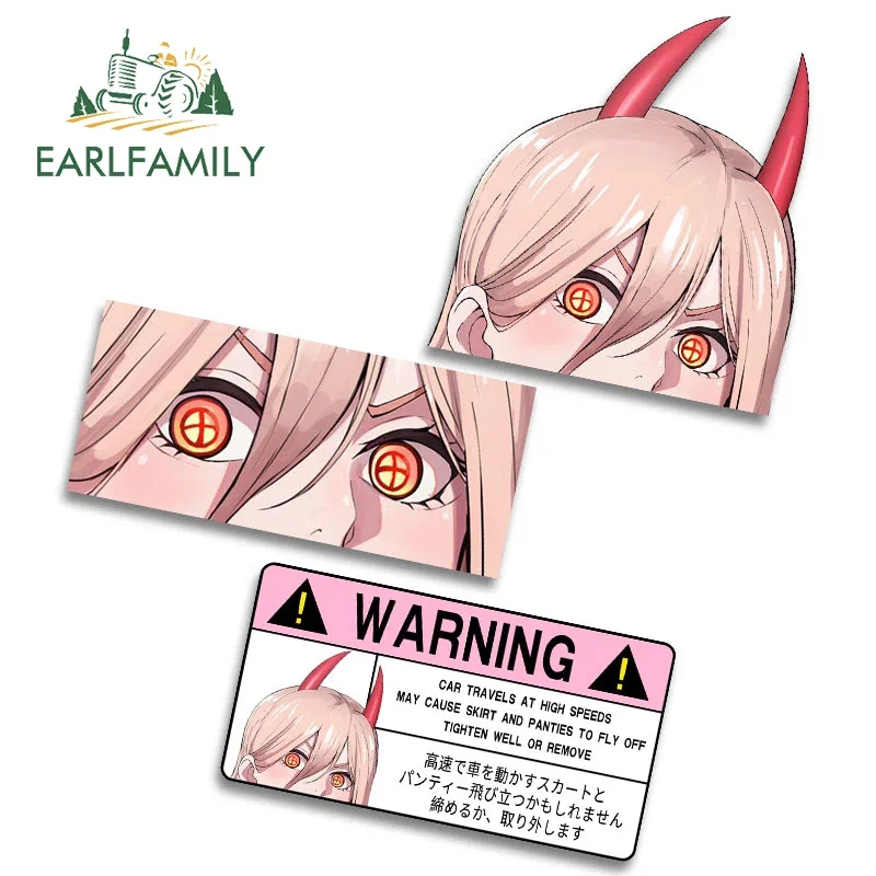 EARLFAMILY 13cm Power Peeker Anime Car Stickers Sunscreen Funny Warning Scratch Proof Decal Slap Girl Creative Trunk Car Styling