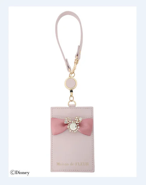 Japanese Style New Cute Rhinestone Metal Chain Bowknot Pencil Case Students Women\'s Leather Card Holder Bow Hanging Pendants